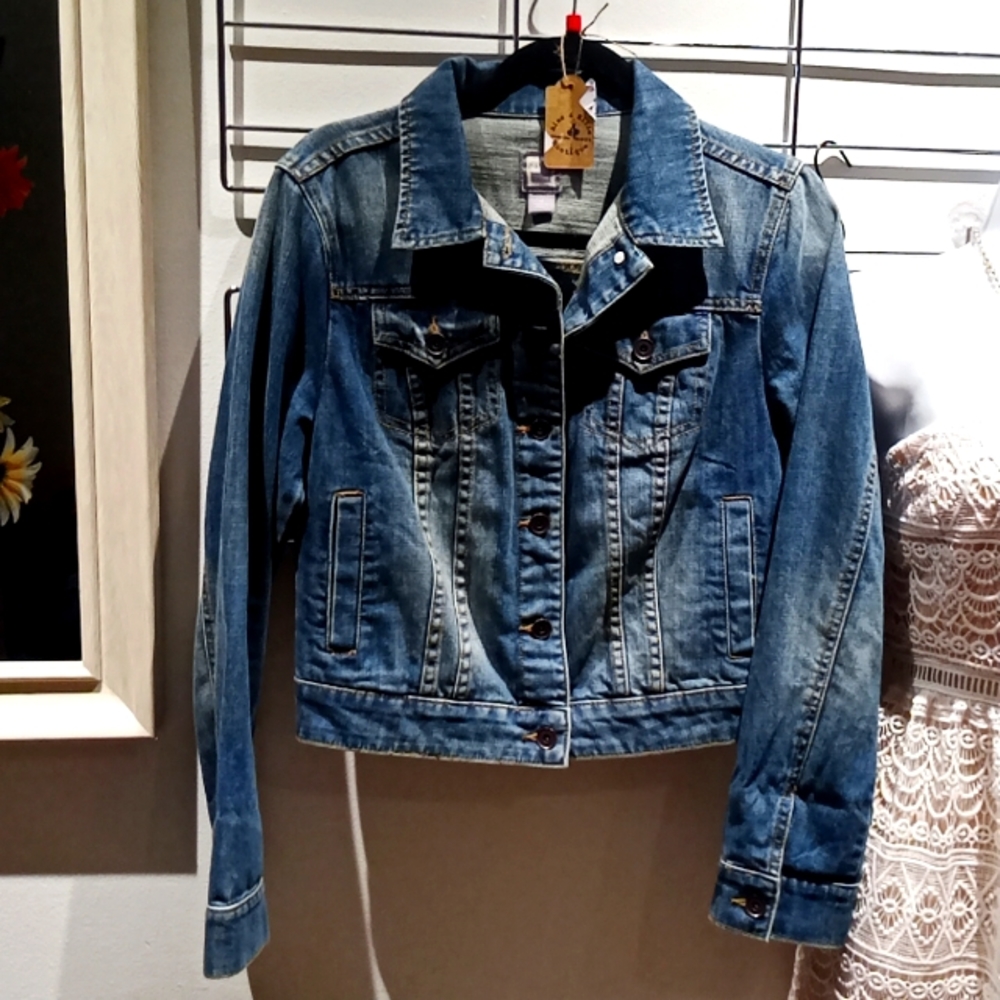 Blue jean jacket quad pocket sz M